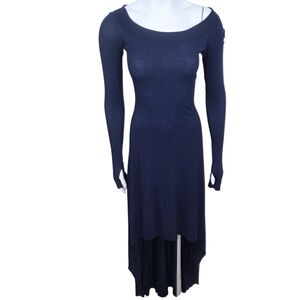 BCBG Y2K Grunge High Low Hem Bodycon Dress Womens Small Off The Shoulder Blue